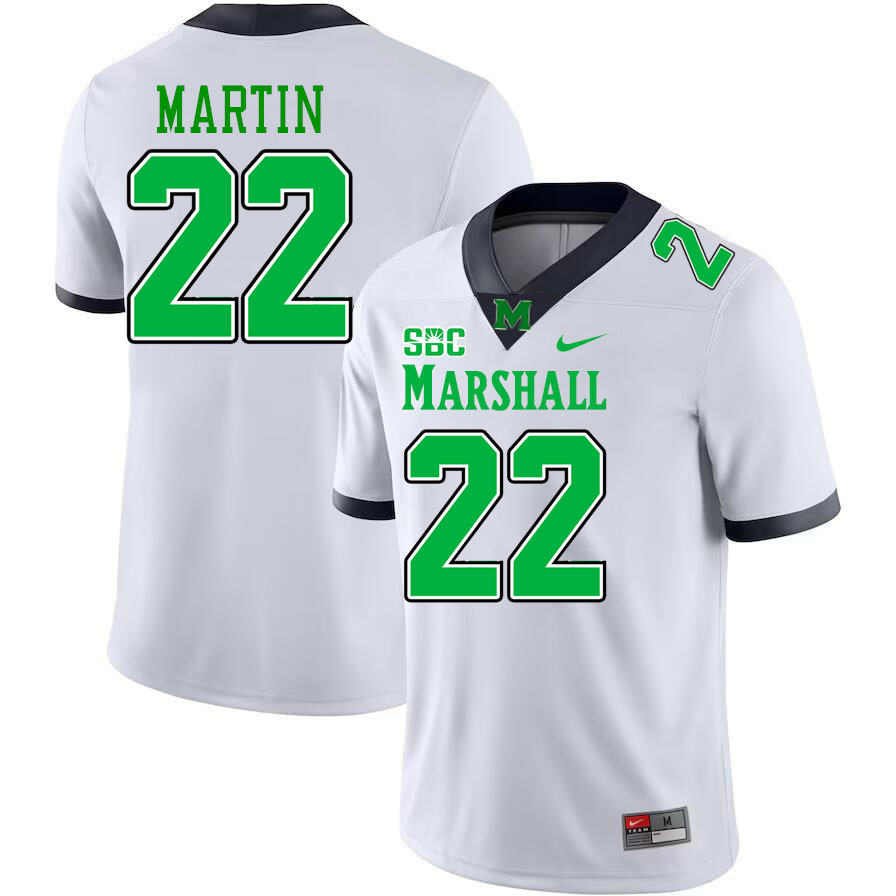 Marshall Thundering Herd #22 Kerion Martin College Football Jerseys Stitched-White